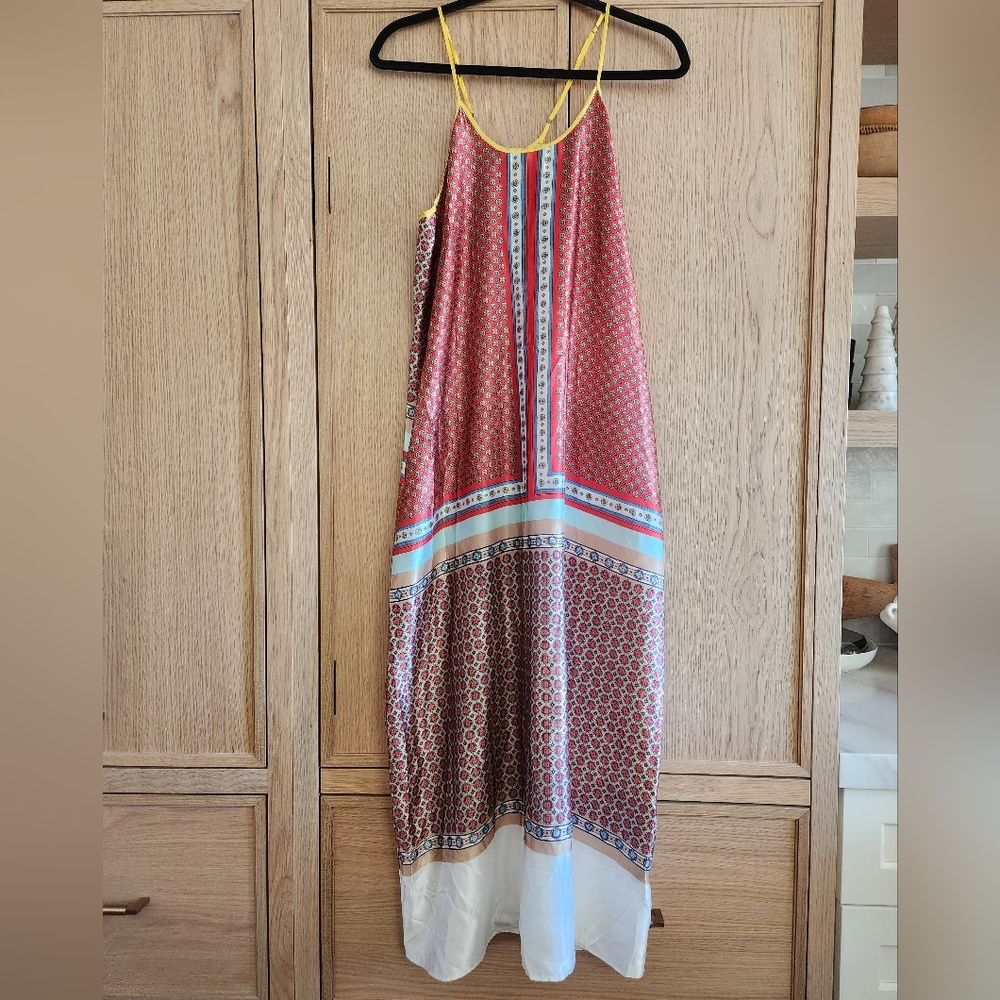Clover Canyon 100% silk Unique patterned sun‎ dress maxi dress Anthropolgie
